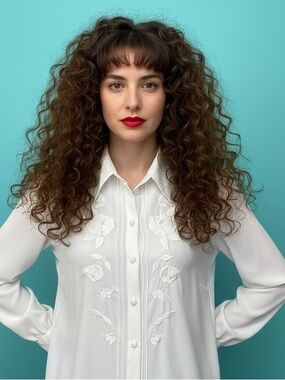 Vintage Alia Embroidered Beaded Floral Blouse White Size 12 Retro